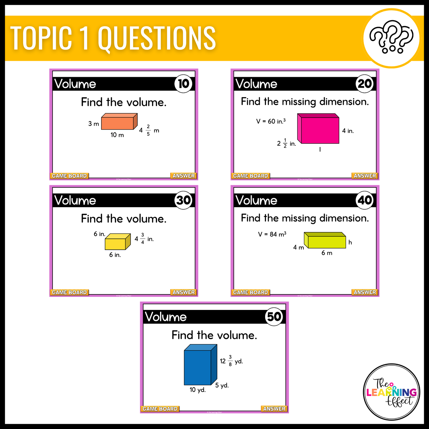 6th Grade Math Spiral Review #3 Game Show | End of Year Test Prep Activity