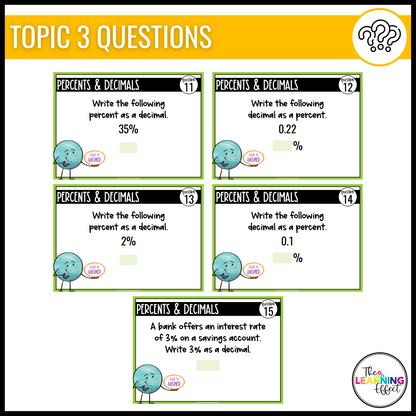 Fractions, Decimals, and Percents Google Slides | 6th Grade Digital Task Cards