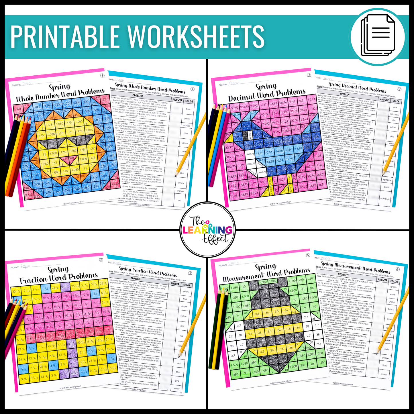 Spring Activities Color by Number and Pixel Art BUNDLE