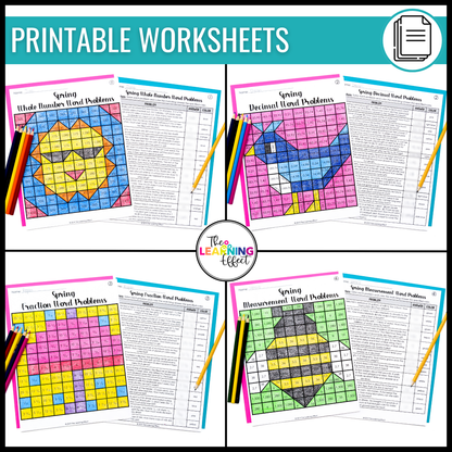 Spring Activities Color by Number and Pixel Art BUNDLE