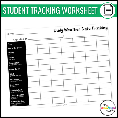 Daily Weather Tracker Data Chart | Bulletin Board Display and Log Worksheet