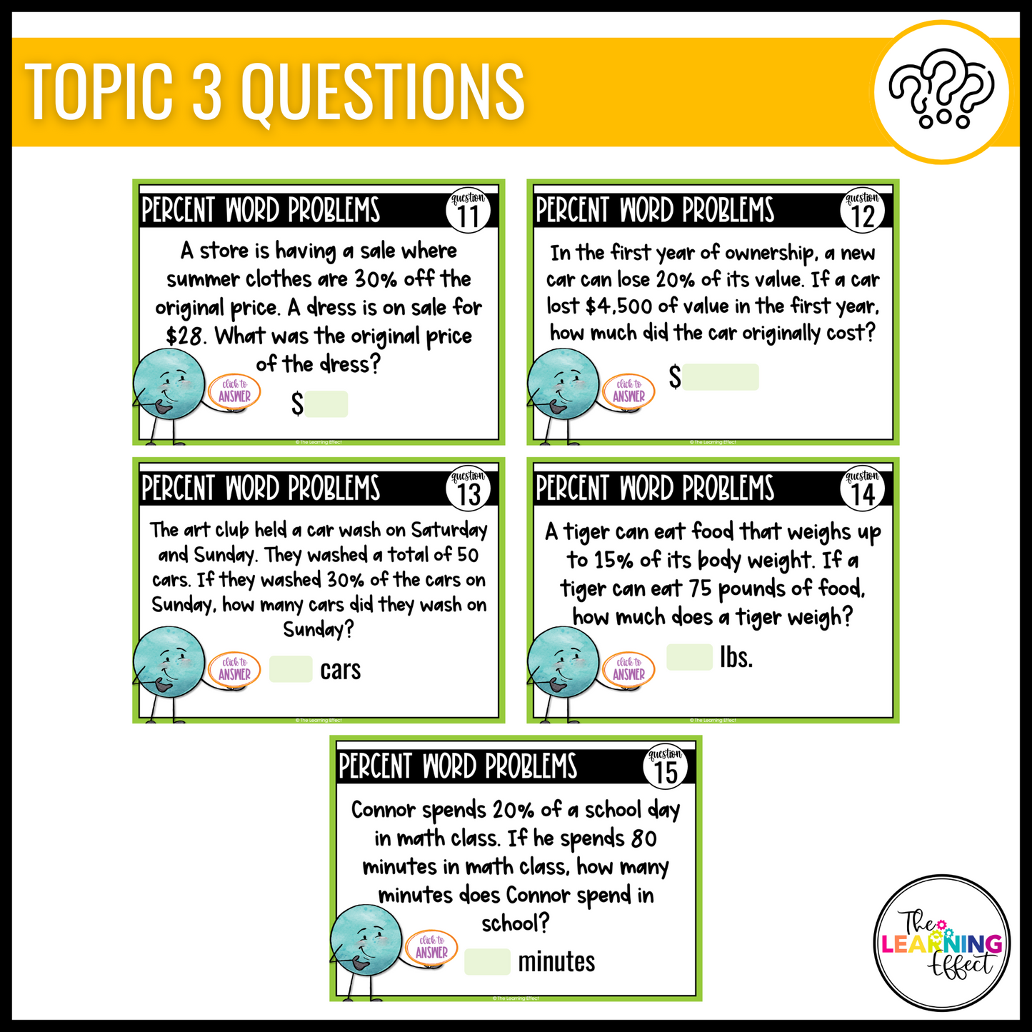6th Grade Math Spiral Review #1 Google Slides | Digital Task Cards Test Prep Activity