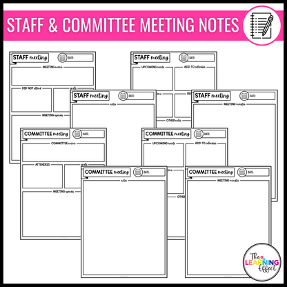 Teacher Meeting Notes | Professional Development Notes | PLC, Staff, Committee, RTI