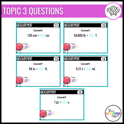 5th Grade Math Spiral Review #3 Google Slides | Digital Task Cards Test Prep Activity