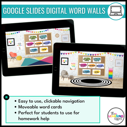 Upper Elementary Math Word Walls BUNDLE | Printable Vocabulary Cards & Digital