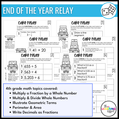 4th Grade Math Review Relay Games BUNDLE | Fun No Prep Whole Class Activities