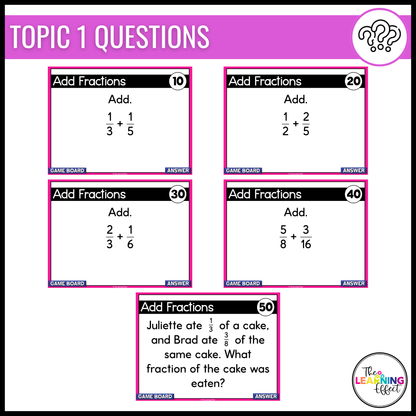 Adding and Subtracting Fractions Game Show | 5th Grade Math Test Prep Activity