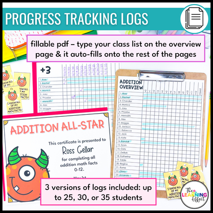 Addition Timed Tests | Math Fact Fluency Practice Worksheets and Tracker