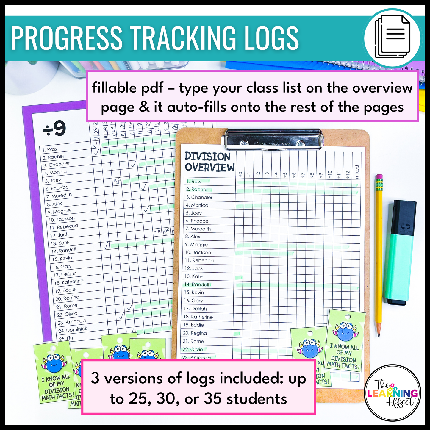 Division Timed Tests | Math Fact Fluency Practice Worksheets and Tracker