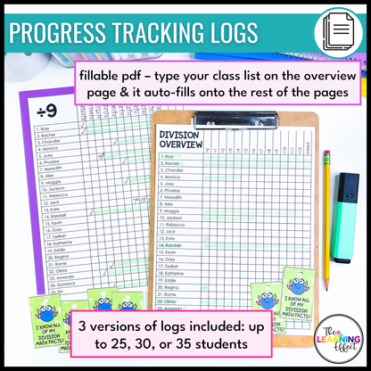 Division Timed Tests | Math Fact Fluency Practice Worksheets and Tracker