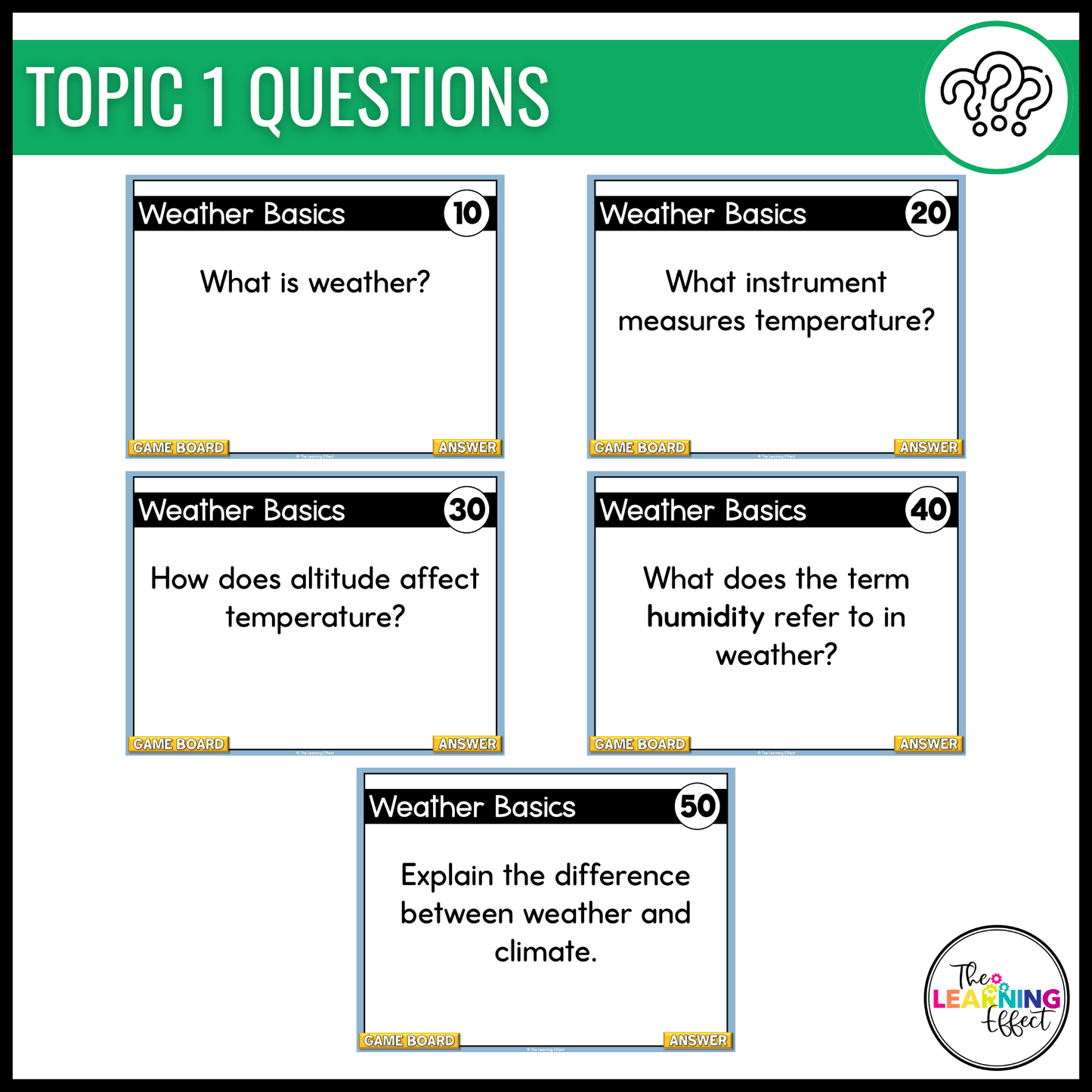 Weather Game Show | Science Review Test Prep Activity