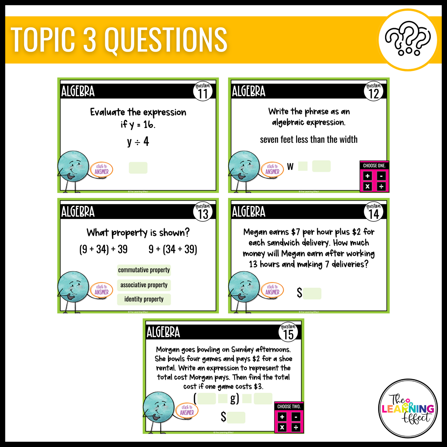 Expressions Google Slides | 6th Grade Math Digital Task Cards Activity