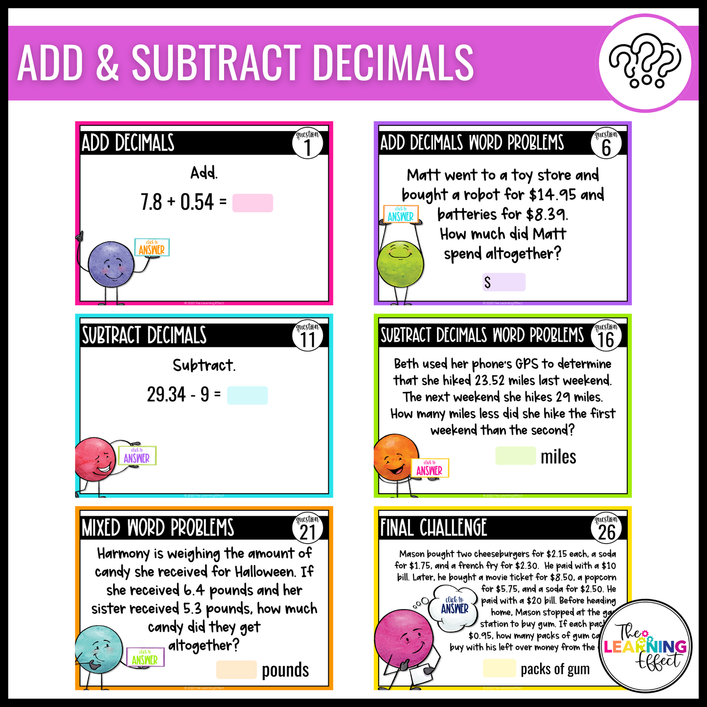 5th Grade Math Decimals Google Slides BUNDLE | Digital Task Card Activities
