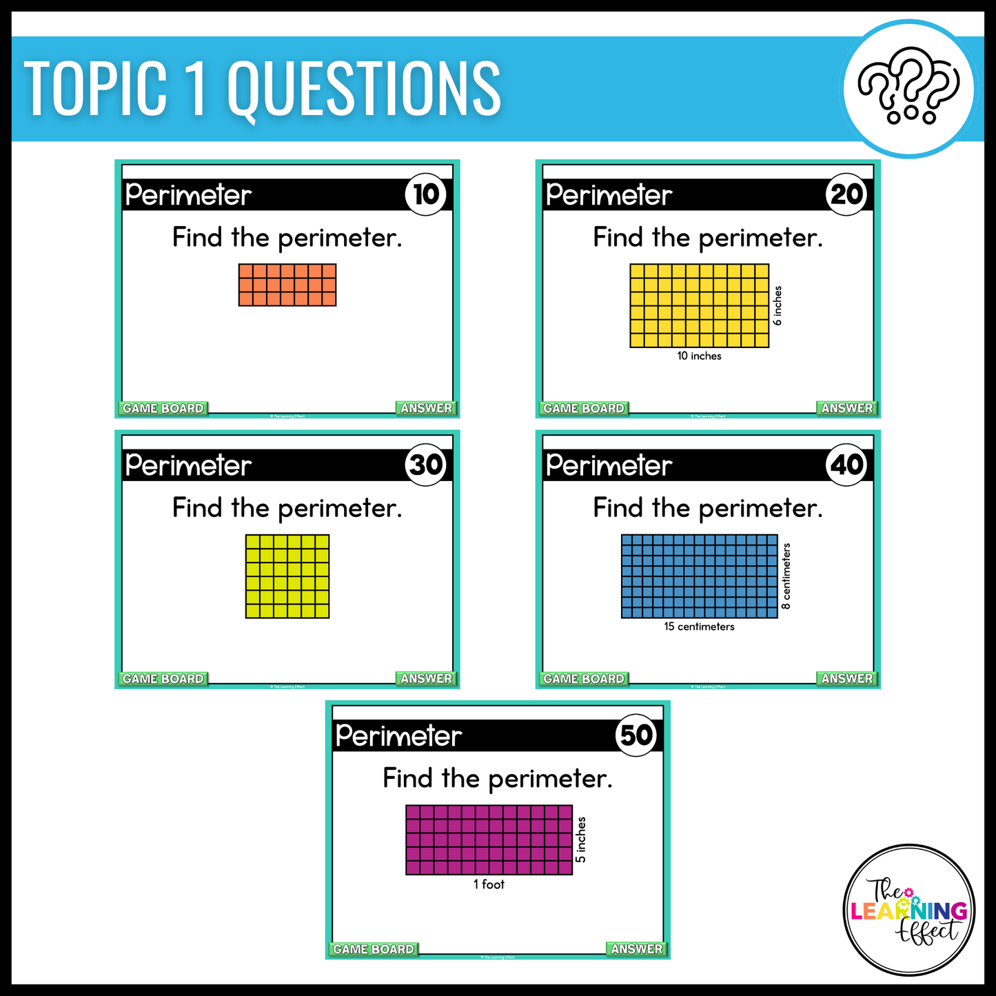 Area and Perimeter Game Show | 4th Grade Math Review Test Prep Activity