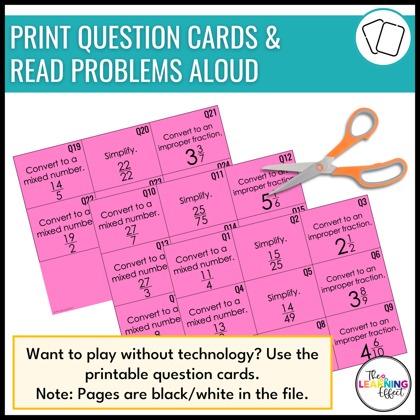 Mixed Numbers, Improper Fractions, and Simplifying Fractions Bingo Game | Math Review Activity