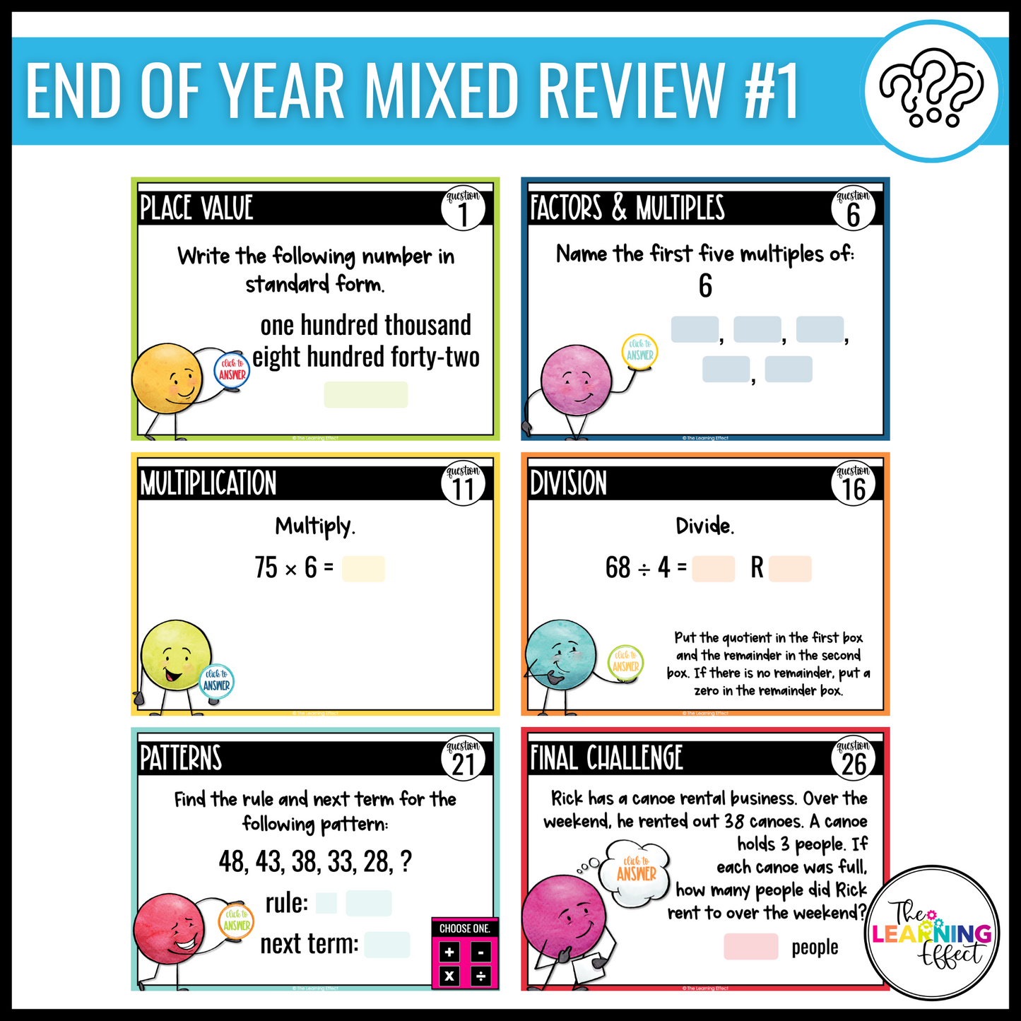 4th Grade Math Spiral Review #1-3 Google Slides BUNDLE | Digital Task Cards Activities