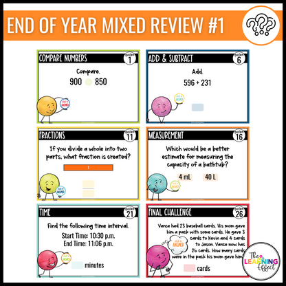 3rd Grade Math Spiral Review #1-3 Google Slides BUNDLE | Digital Task Card Activities