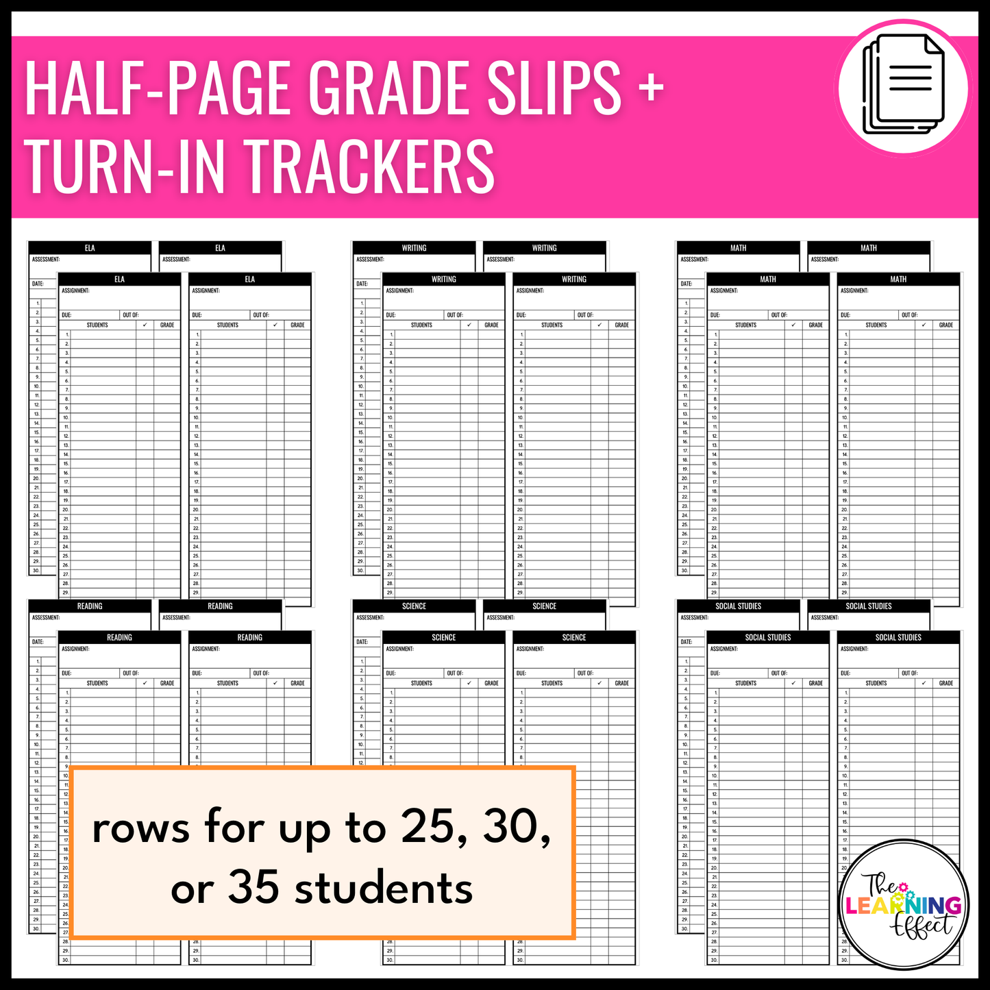 Editable Class Lists | Attendance Sheets | Gradebook | Checklist Templates