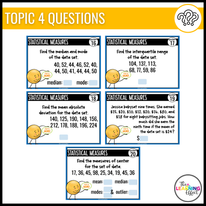 6th Grade Math Spiral Review #3 Google Slides | Digital Task Cards Test Prep Activity