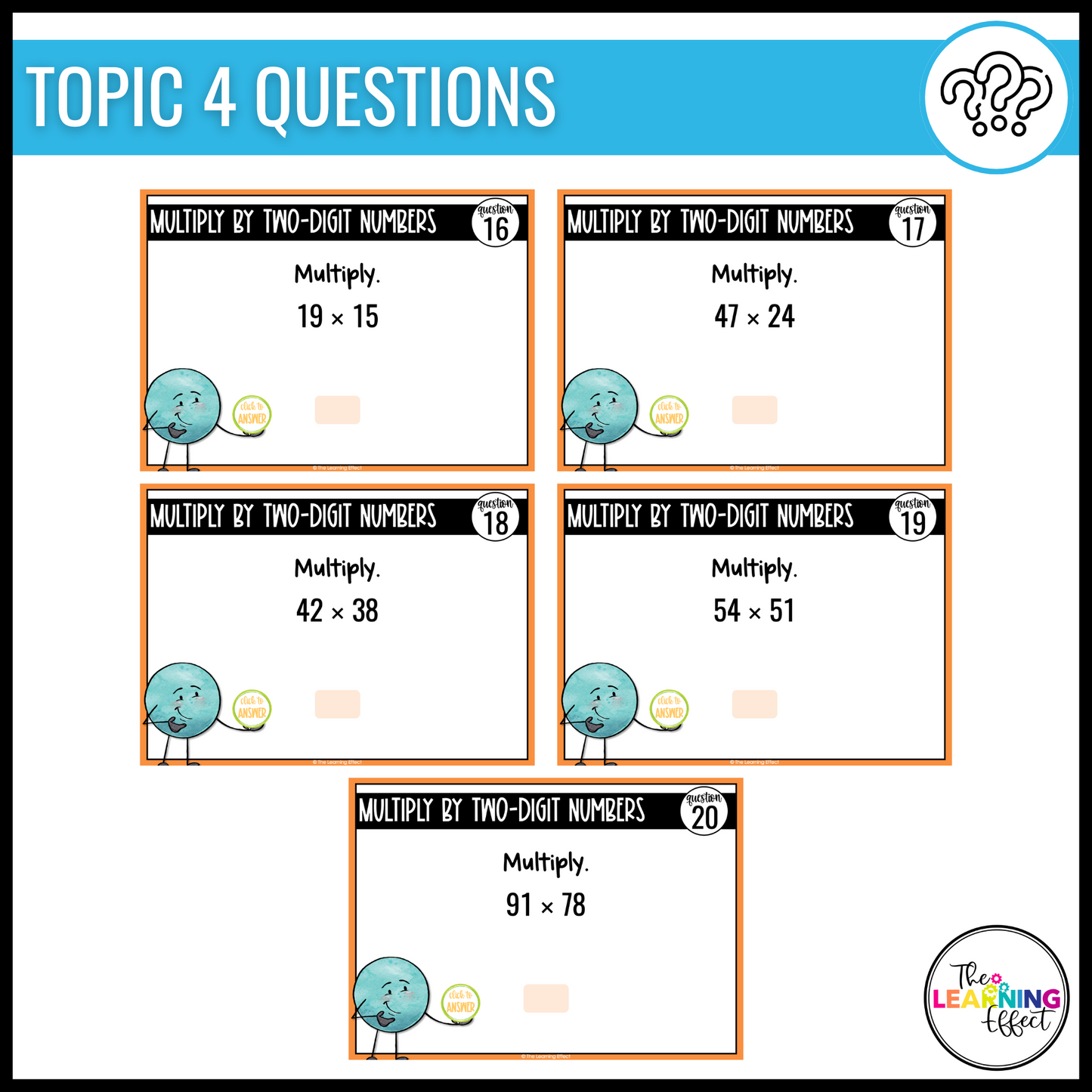 Multiply with Two-Digit Numbers Google Slides | 4th Grade Math Digital Task Cards Multiplication Activity