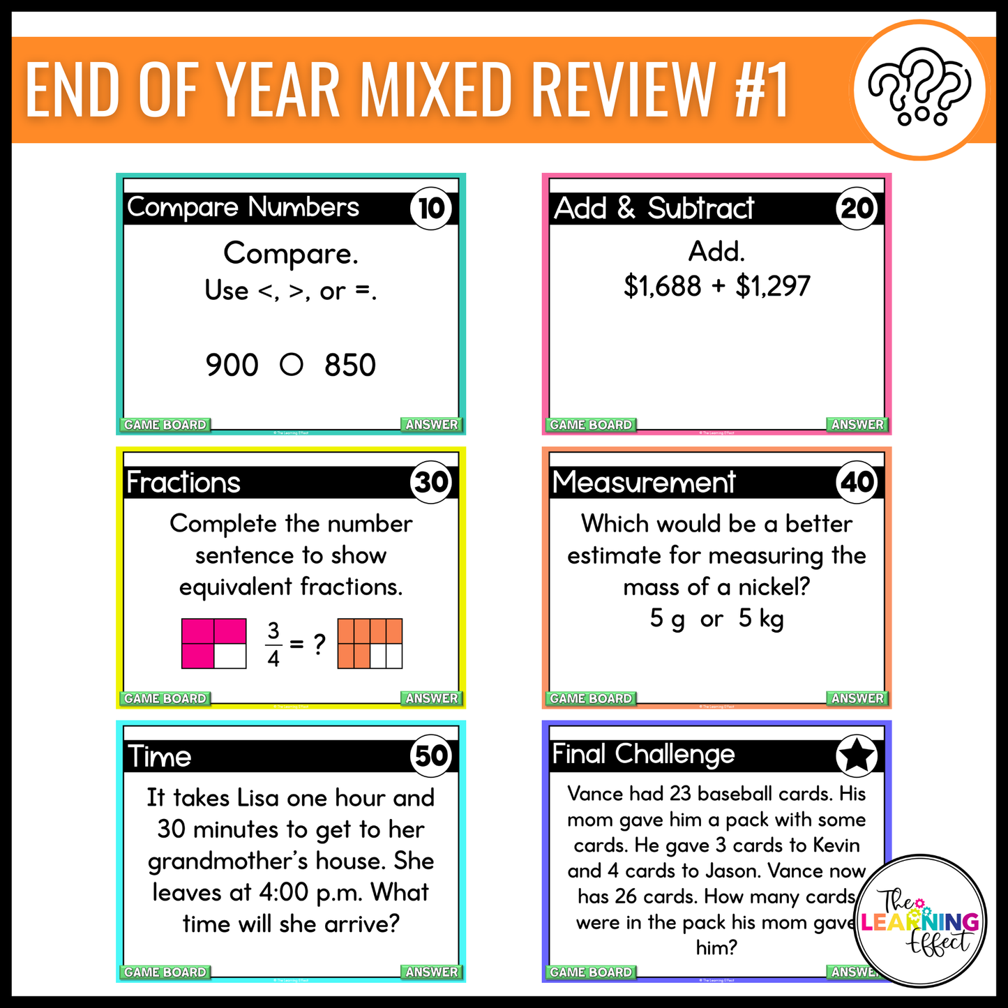 3rd Grade Math Spiral Review #1-3 Game Shows BUNDLE | End of Year Test Prep Activities