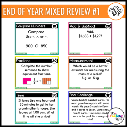 3rd Grade Math Spiral Review #1-3 Game Shows BUNDLE | End of Year Test Prep Activities