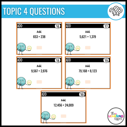Adding and Subtracting Whole Numbers Google Slides | 4th Grade Digital Task Cards Activity