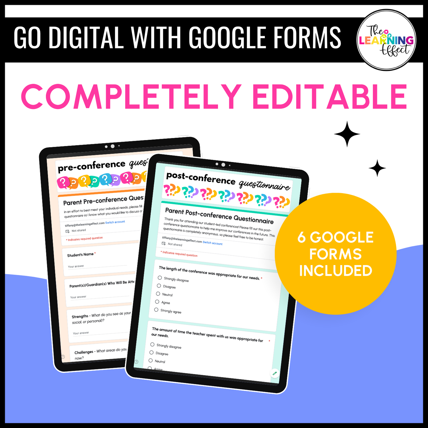 Student Led Conferences Google Slides | Editable Digital Portfolio Virtual Forms