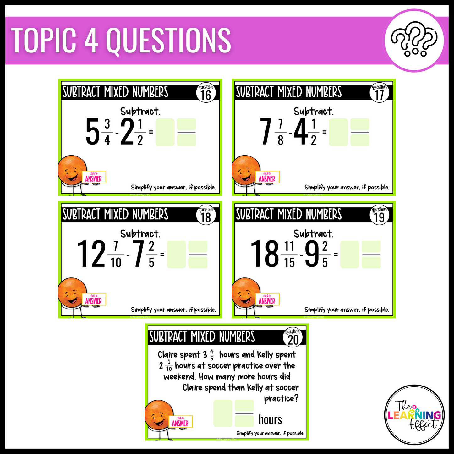 Adding and Subtracting Fractions Google Slides | 5th Grade Math Digital Task Cards