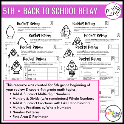 Math Review Relay Games BUNDLE for 4th and 5th Grades | No Prep Whole Class Activities