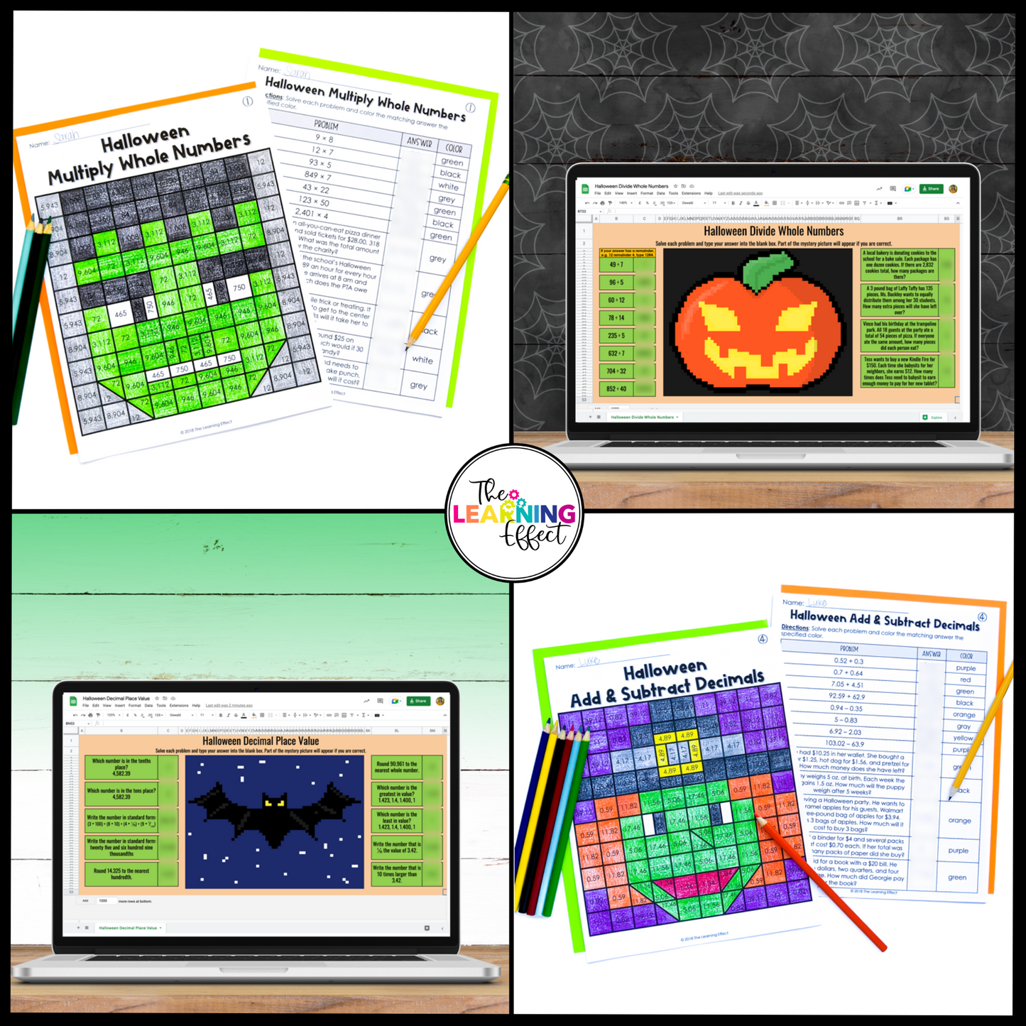 Holiday Math Color by Number and Pixel Art BUNDLE | Print and Digital Activities