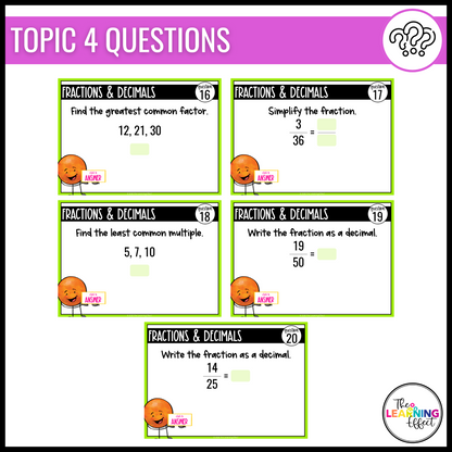 5th Grade Math Spiral Review #2 Google Slides | Digital Task Cards Test Prep Activity