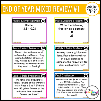 6th Grade Math Spiral Review #1-3 Game Shows BUNDLE | End of Year Test Prep Activities