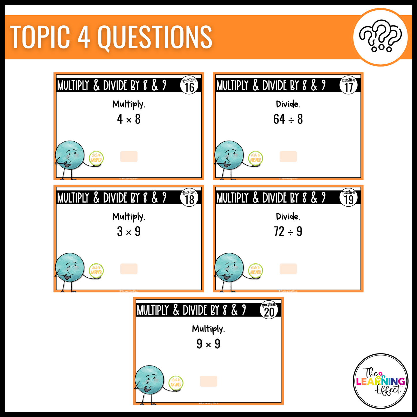 3rd Grade Math Spiral Review #2 Google Slides | Digital Task Cards Test Prep Activity