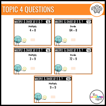 3rd Grade Math Spiral Review #2 Google Slides | Digital Task Cards Test Prep Activity