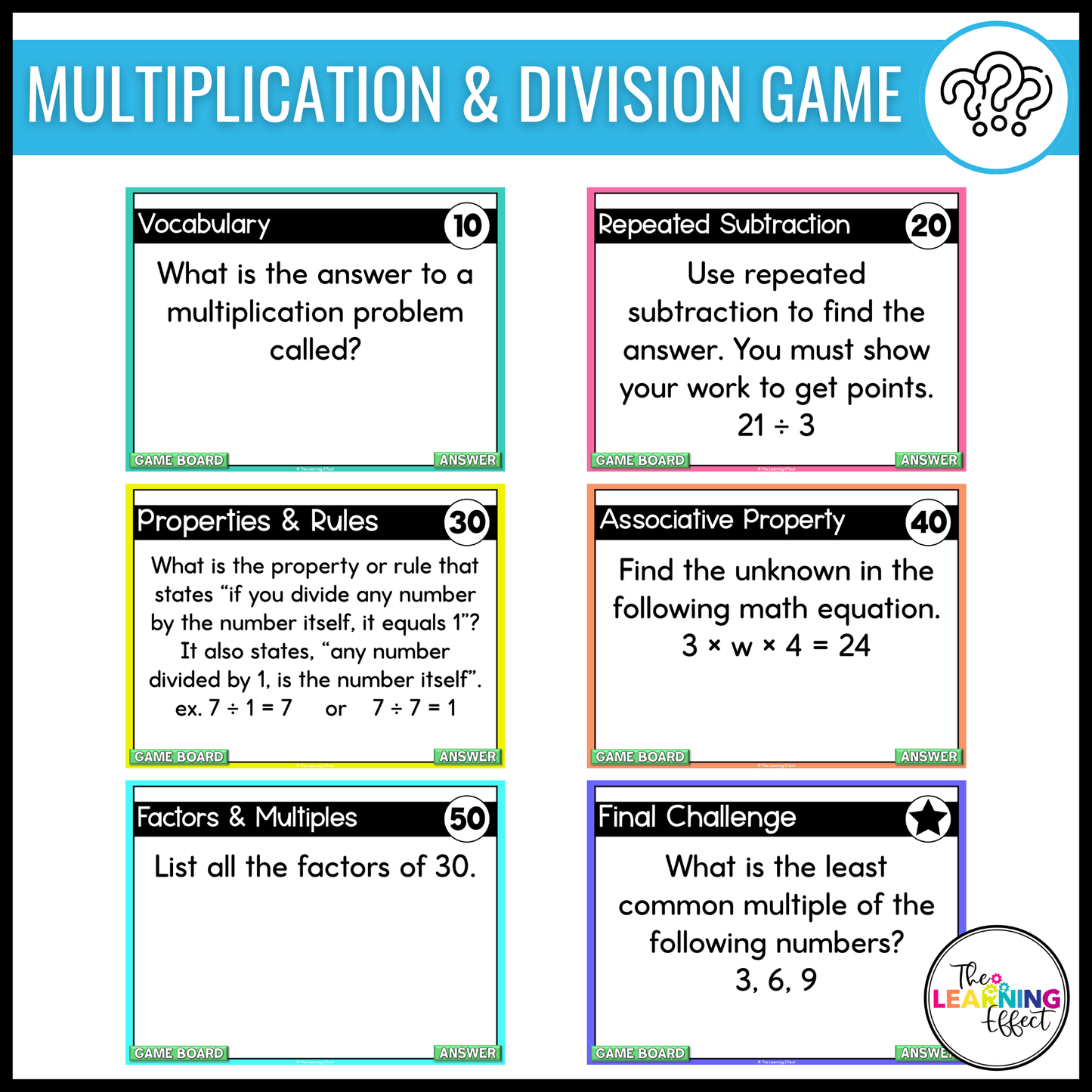 4th Grade Math Multiplication and Division Game Shows BUNDLE | Test Prep Review Activity