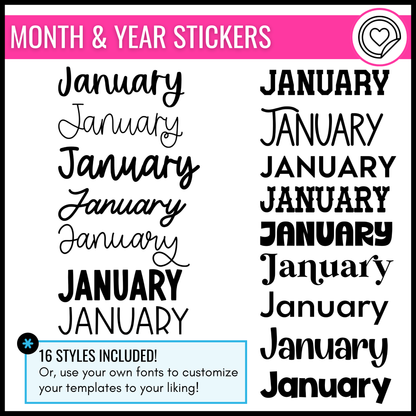 Editable Monthly Calendar Templates 2026 - 2030 | Print and Digital | Black and White