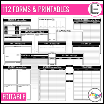 Back to School Forms | Editable Templates | Parent Information Packet