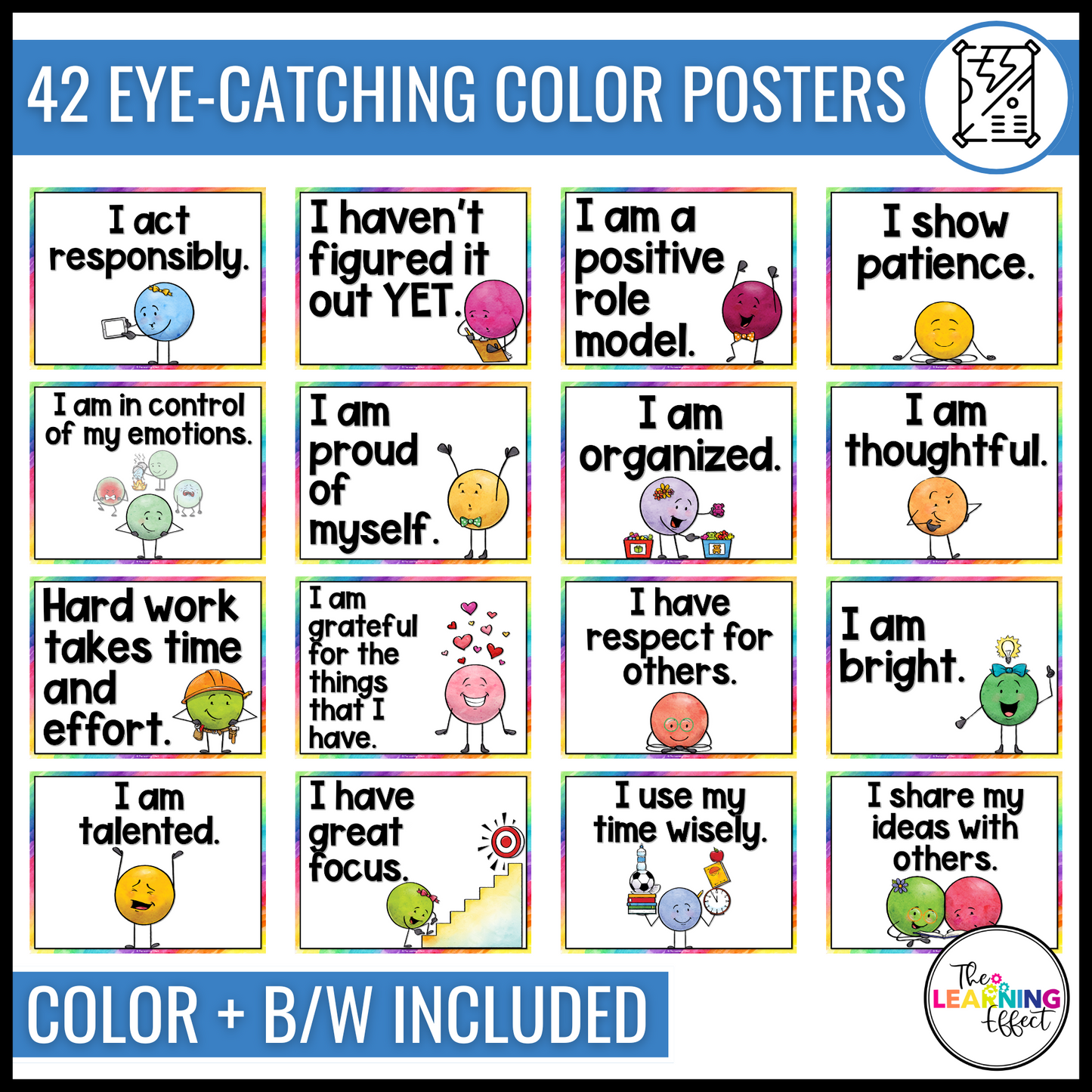 Positive Affirmations Posters | Growth Mindset and Self Talk Bulletin Board