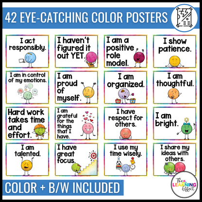 Positive Affirmations Posters | Growth Mindset and Self Talk Bulletin Board
