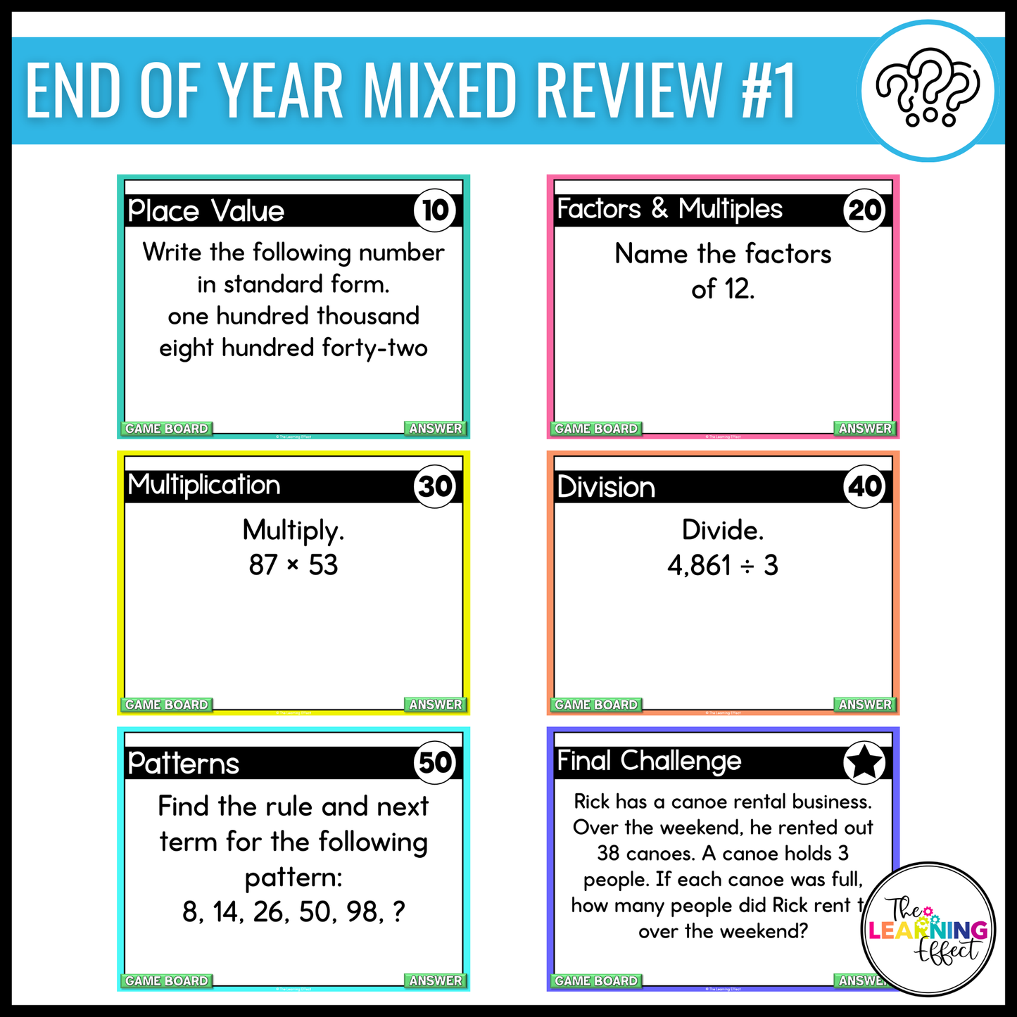 4th Grade Math Spiral Review #1-3 Game Shows BUNDLE | End of Year Test Prep Activities