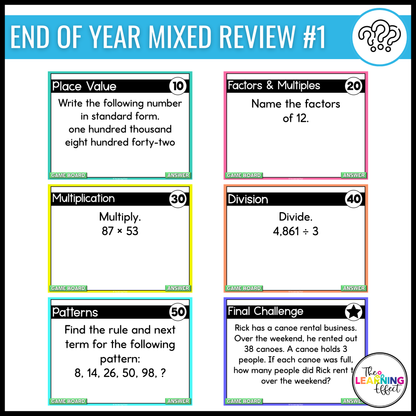4th Grade Math Spiral Review #1-3 Game Shows BUNDLE | End of Year Test Prep Activities
