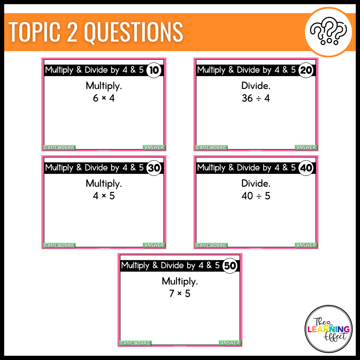 3rd Grade Math Spiral Review #2 Game Show | End of Year Test Prep Activity