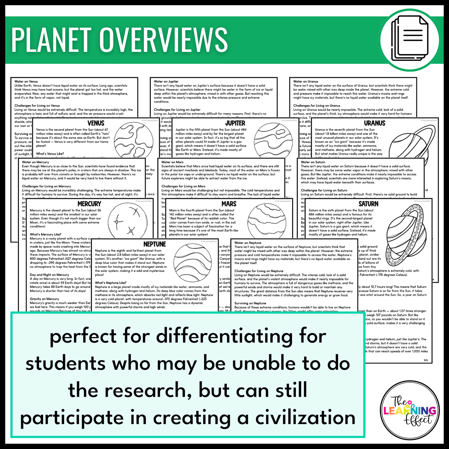 Planets of the Solar System Research Project | Outer Space Science Activity