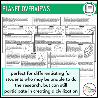 Planets of the Solar System Research Project | Outer Space Science Activity