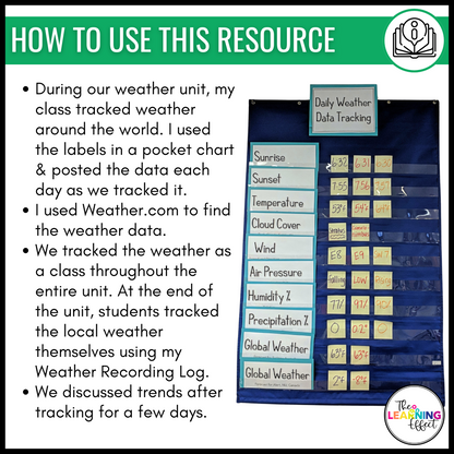 Daily Weather Tracker Data Chart | Bulletin Board Display and Log Worksheet