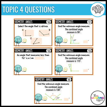 4th Grade Math Spiral Review #3 Google Slides | Digital Task Cards Test Prep Activity
