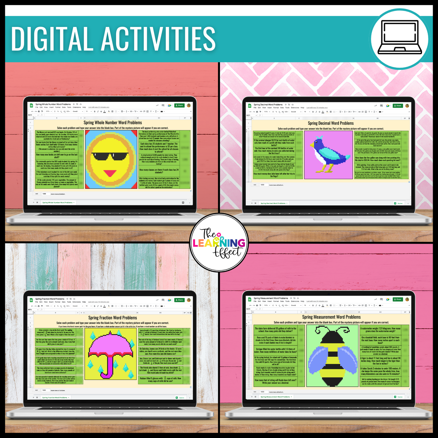 Spring Activities Color by Number and Pixel Art BUNDLE