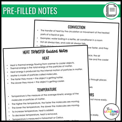 Heat Transfer Lesson Presentation and Notes | Conduction, Convection, Radiation