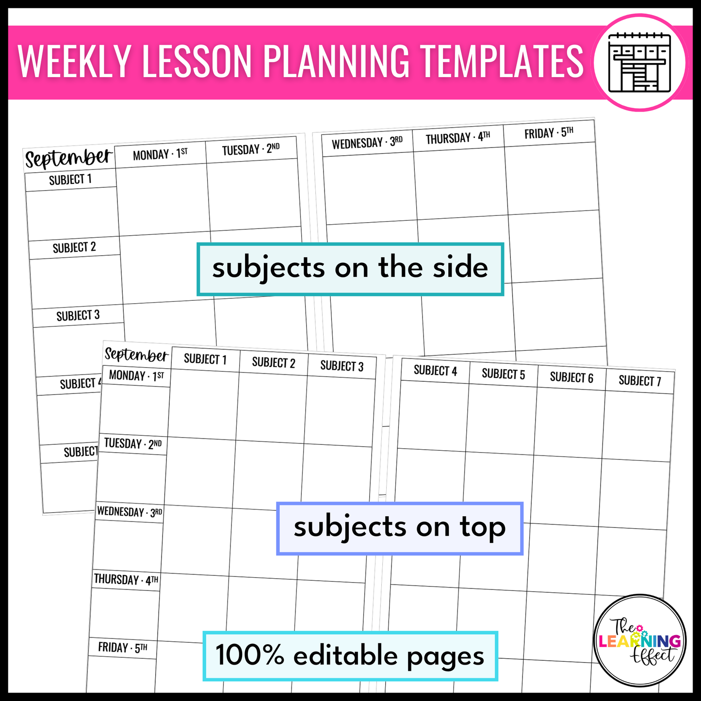Editable Teacher Planner Binder Printable and Digital BUNDLE | Black and White